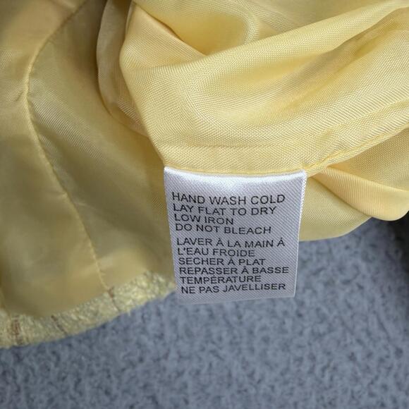 Mac & Jac Y2K Yellow Tweed Button-Up Cotton Blend Cropped Jacket Women's Size 10 - Picture 6 of 12